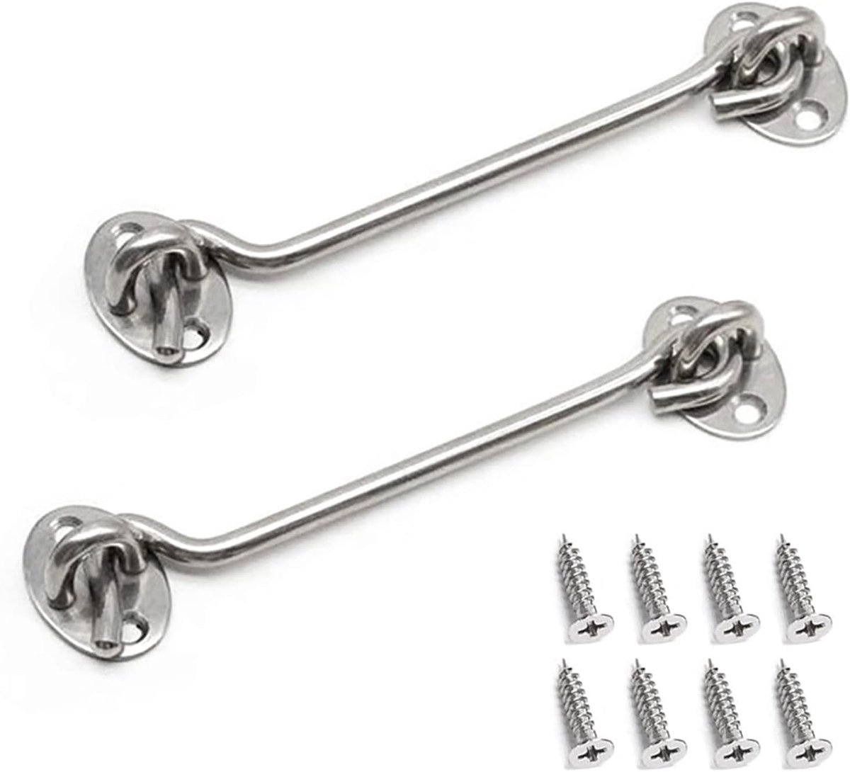 Set Cabinhaak Oogdeurklink - Roestvrij Staal - 6 Inch - Duurzaam en Stevig - Voor Schuurdeuren en Kastdeuren