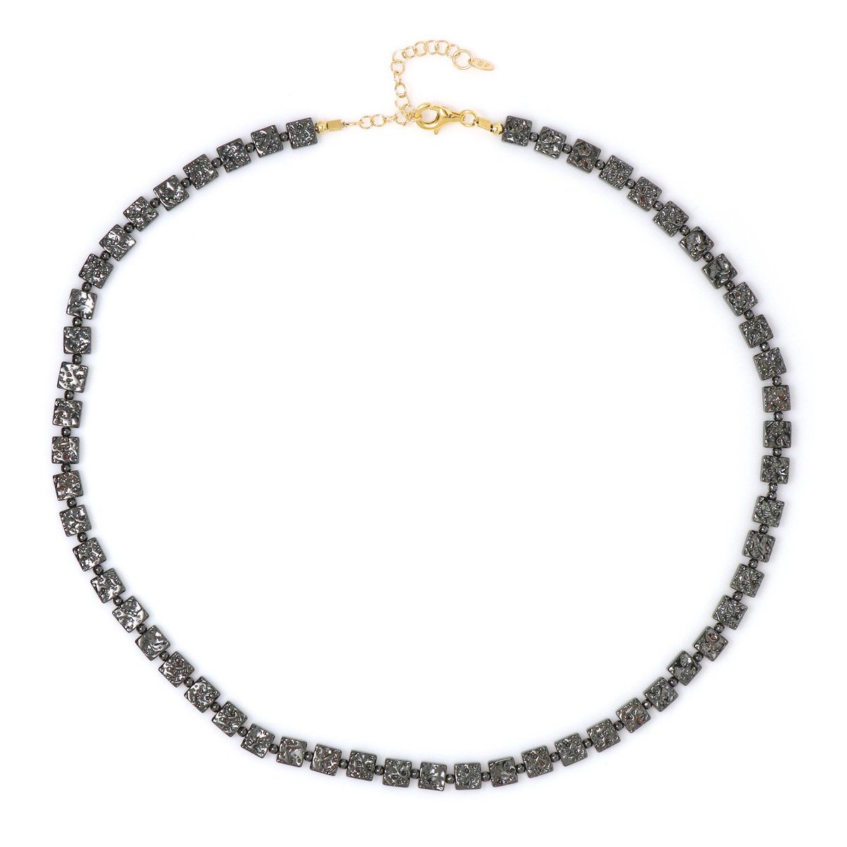Cavill - Zilveren Halsketting - 925 Sterling Zilver Verguld - 0.10 ct Zwarte Hematiet Kralen - Elegant & Modieus - Dames Ketting