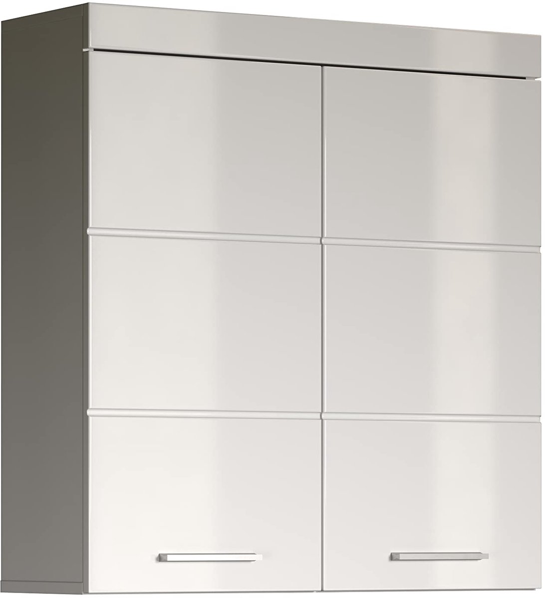 SnelShoppen - Badkamer Hangkast Wit Hoogglans 73 x 77 x 23 Cm - Trendteam Smart Living Amanda - Opbergruimte, Modern Design, Perfect voor Badkamer en