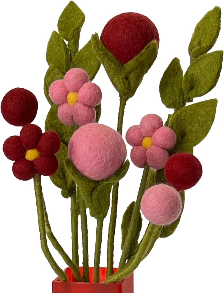 SnelShoppen - Boeket van handgemaakte vilten bloemen, duurzame vilt decoratie, realistische stoffen bloemen, 10-stuks set, voor feest, kinderen, tuin,