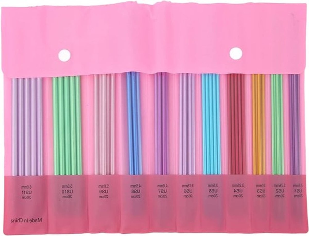 Kleurige Breinaalden Set van 55 Stuks, Rechte en Dubbelpunts Breinaalden van 2.5mm tot 6.0mm, Ideaal voor Beginners en Ervaren Breiers, Perfect voor Moeders en Kinderen