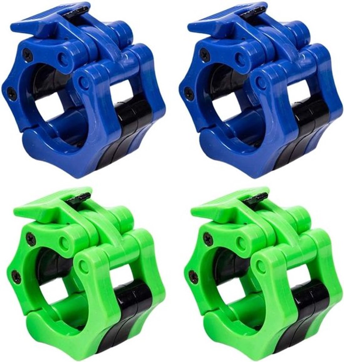 Set van 4 dumbbellklemmen, 25 mm, snelsluiting voor halterstangen, geschikt voor krachttraining, dumbbells en gewichten, groen, M