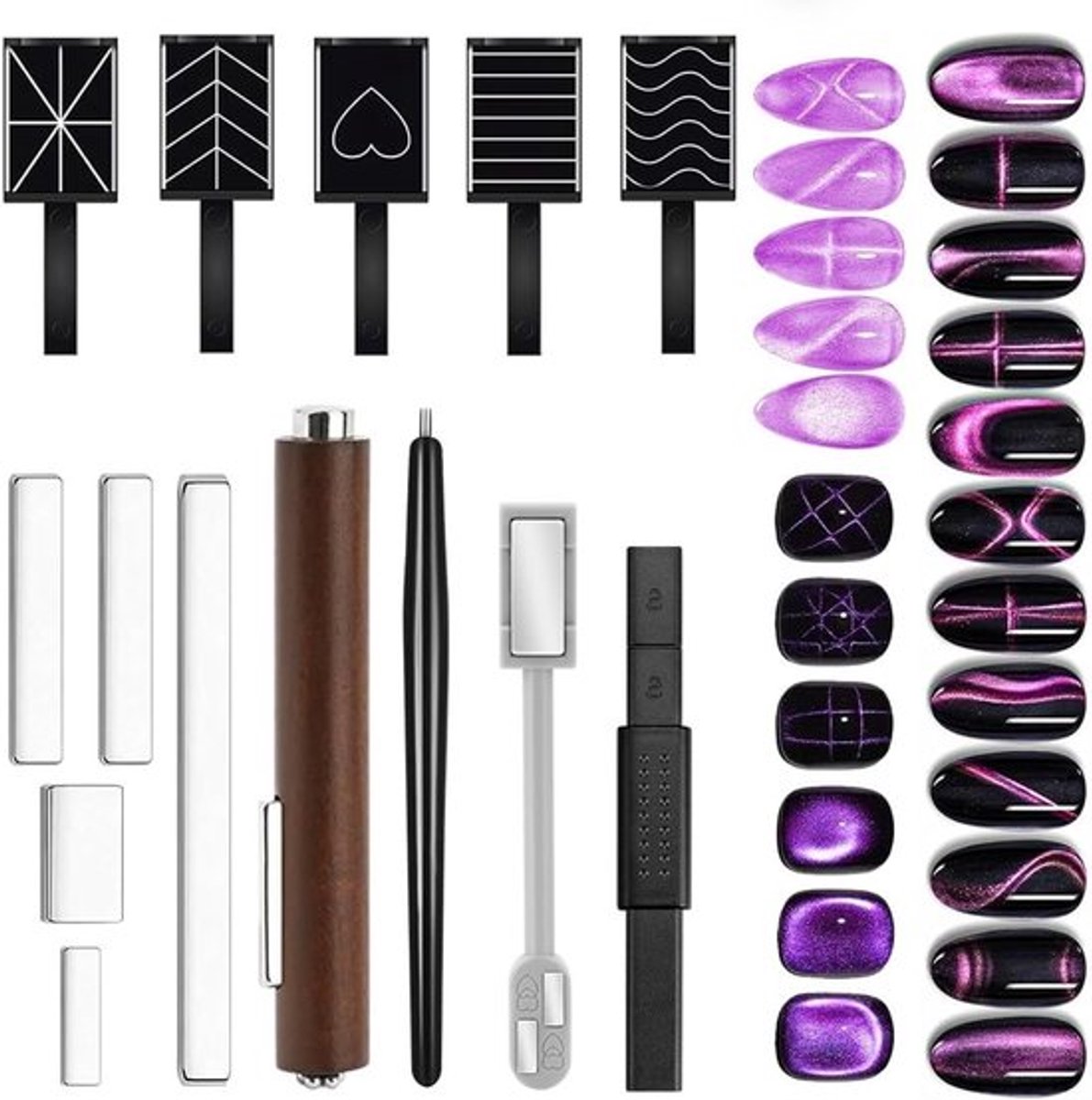 Complete Set van 14 Stuks Magnetische Staven voor Cat Eye Gel Nagellak en Nail Art Tools - DIY 3D Magnetische Pen en Manicure Accessoires voor Creatieve Nagelontwerpen