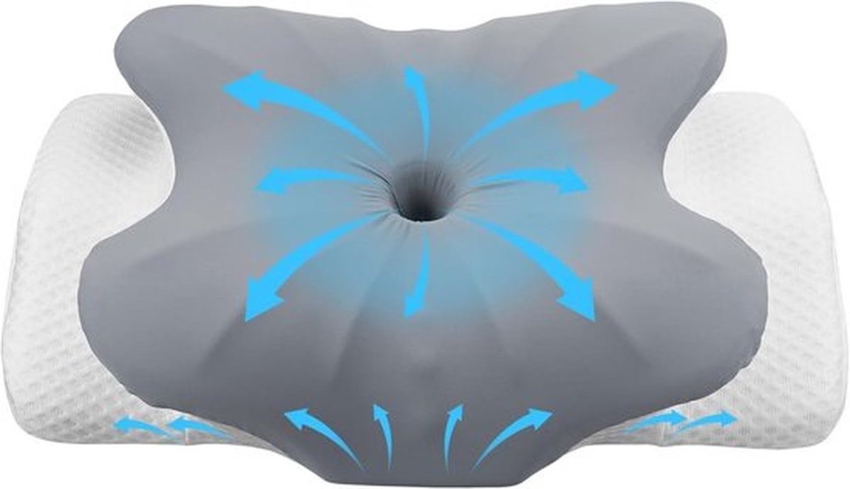 Ergonomisch Geheugenfoam Kussen met Dubbele Hoogte, Ademend en Wasbaar Kussen voor Optimale Slaapcomfort, Geschikt voor Zij-, Rug- en Buikslapers