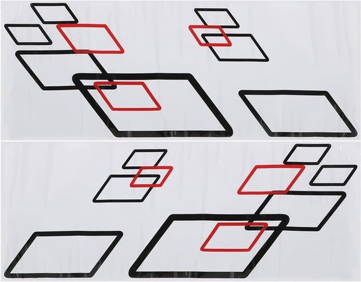Set van 2 Waterdichte Auto Stickers voor Carrosserie, UV-Bescherming, Geschikt voor de Meeste Auto's (Zwart-Rood)