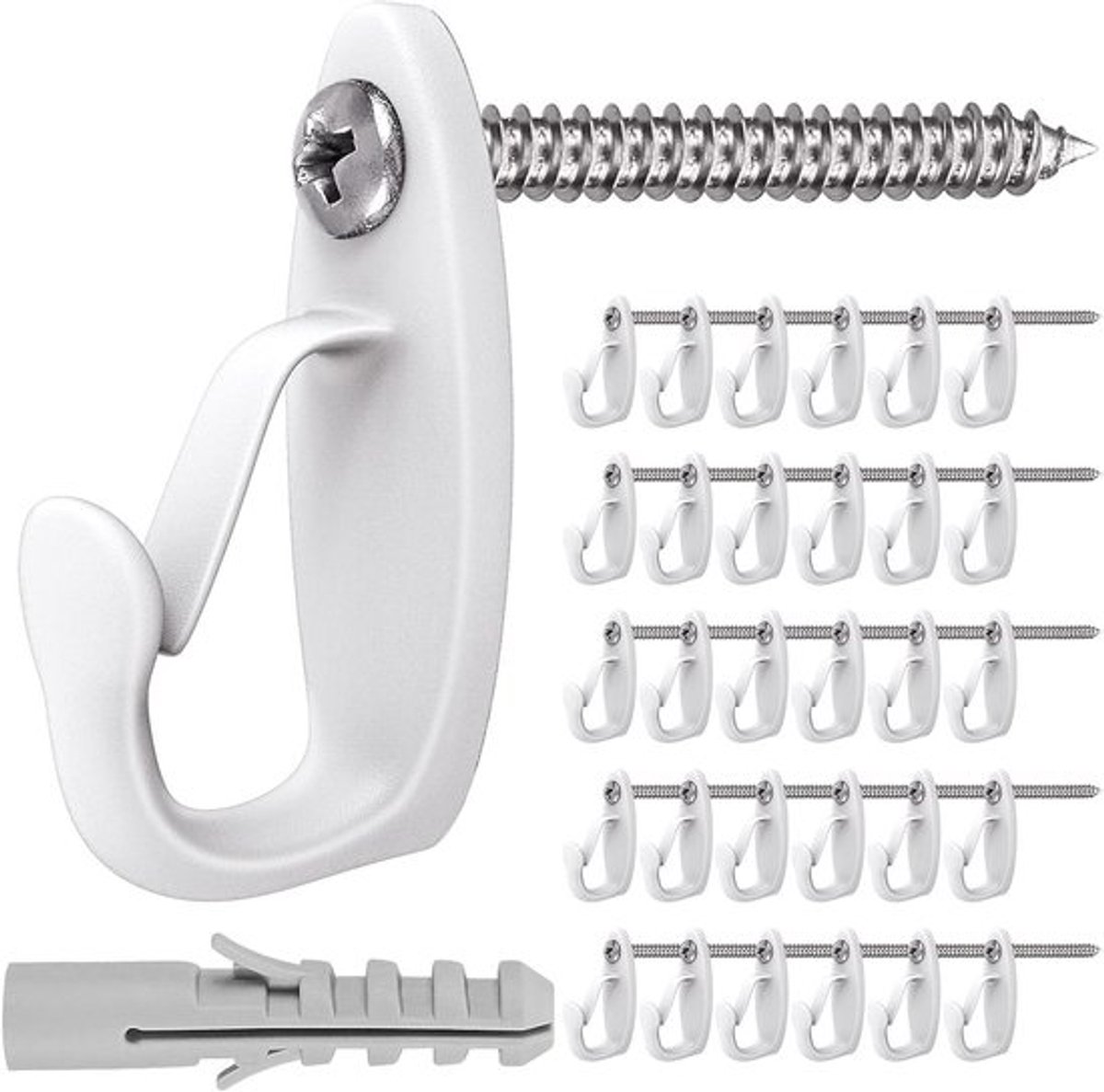 Kwaliteitsvolle Witte Pendant Hooks voor Makkelijk Ophangen van Decoraties en Verlichting - 30 Stuks