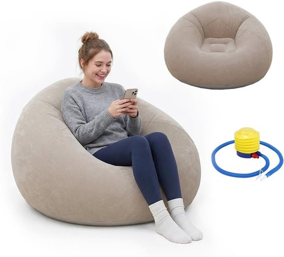 Opblaasbare Zitzak, Air Sofa voor Ontspanning in de Woonkamer, Luxe Lounger voor Slaapkamer, Super Zacht en Comfortabel