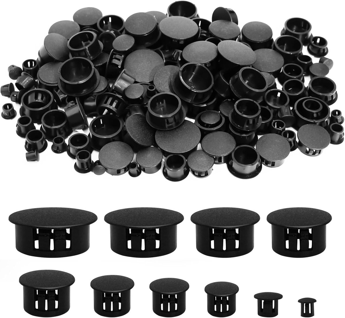 150Pcs Drill Hole Cover Caps, Reusable Black Plastic Hole Stoppers 6/8/10/12/14/16/18/20/22/25mm Drill Hole Cover - ShopVlot