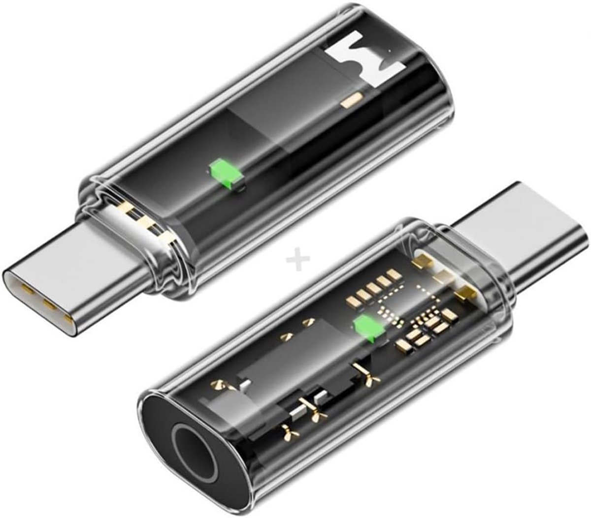 SnelShoppen - 2 Stuks USB C naar 3.5mm Hoofdtelefoonaansluiting Adapter met DAC Chip - Ondersteunt 16bit 48kHz Hi-Fi Geluidskwaliteit - Ideaal voor Ho