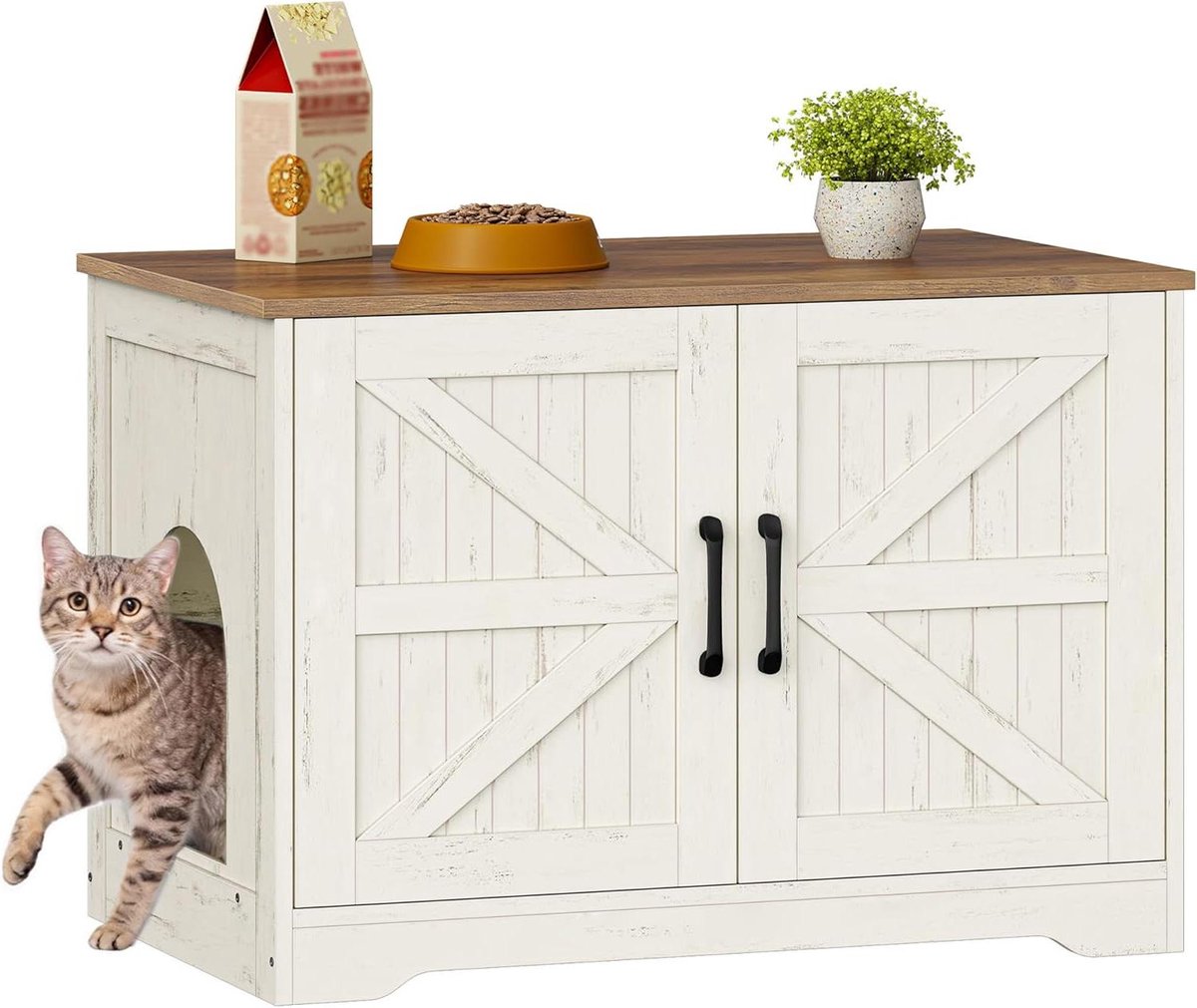 Kattenbak Kast - Houten Kattenhuis - Privacy Creëren - Multifunctioneel Ontwerp - 80 x 50 x 55 cm
