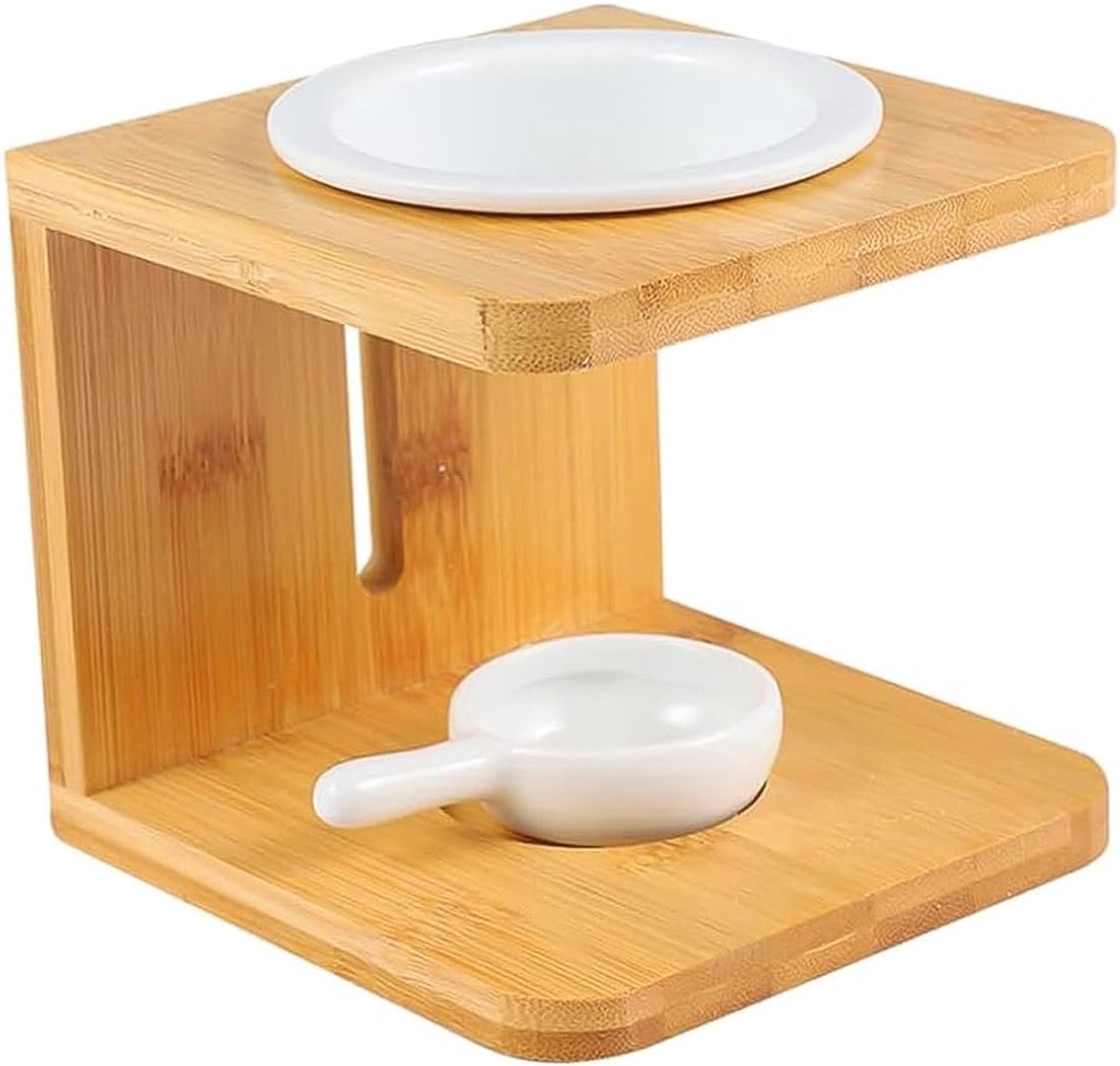 SnelShoppen - Essentiële Oliebrander Keramiek & Bamboe Geurkaarsenhouder voor Aromatherapie, Theelicht Waxwarmer voor Thuis, Kantoor, Spa, Ontspanning