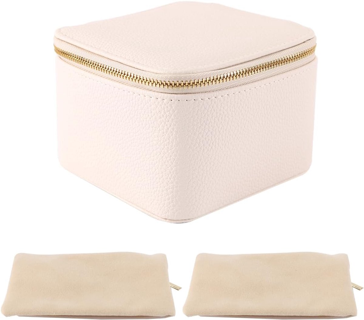 SnelShoppen - Travel Sieradenkoffer, Opberg Organizer met 6 Fluwelen Zakjes, Sieradenbox voor Ketting en Ring, Cadeaus voor Vrouwen