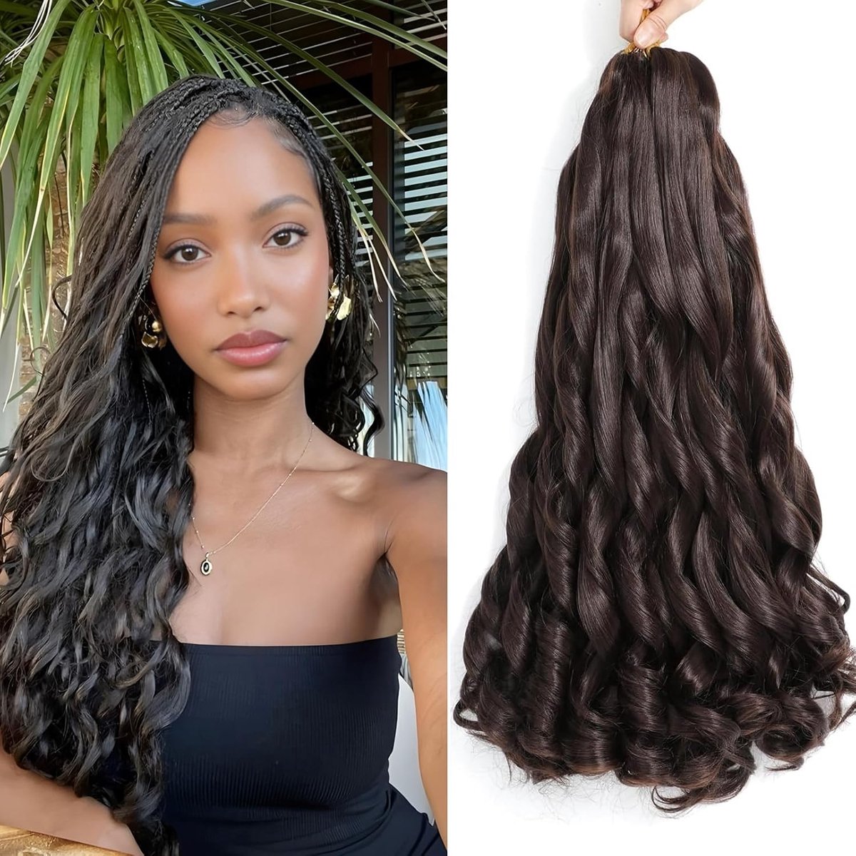 24 Inch French Curls Braiding Hair 8 Packs Spanish Curly Braids Pre Stretched Loose Wave Soft Synthetic French Curl - ShopVlot