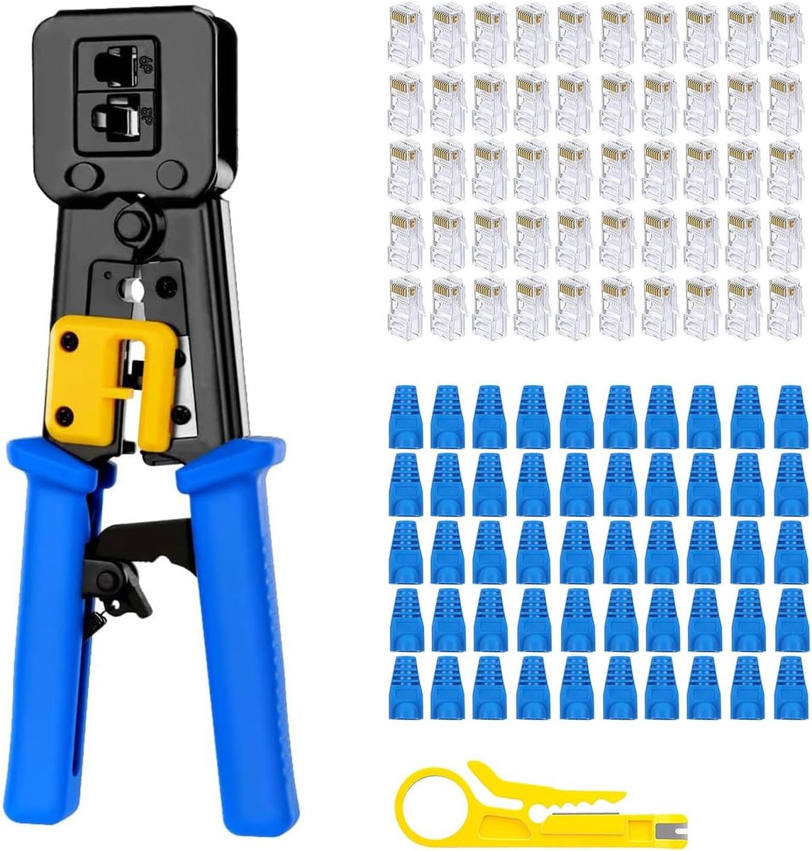 Ethernet RJ45 Crimping Pliers Set - Met 50 Cat6 Connectoren - Inclusief Draadstripper - ShopVlot
