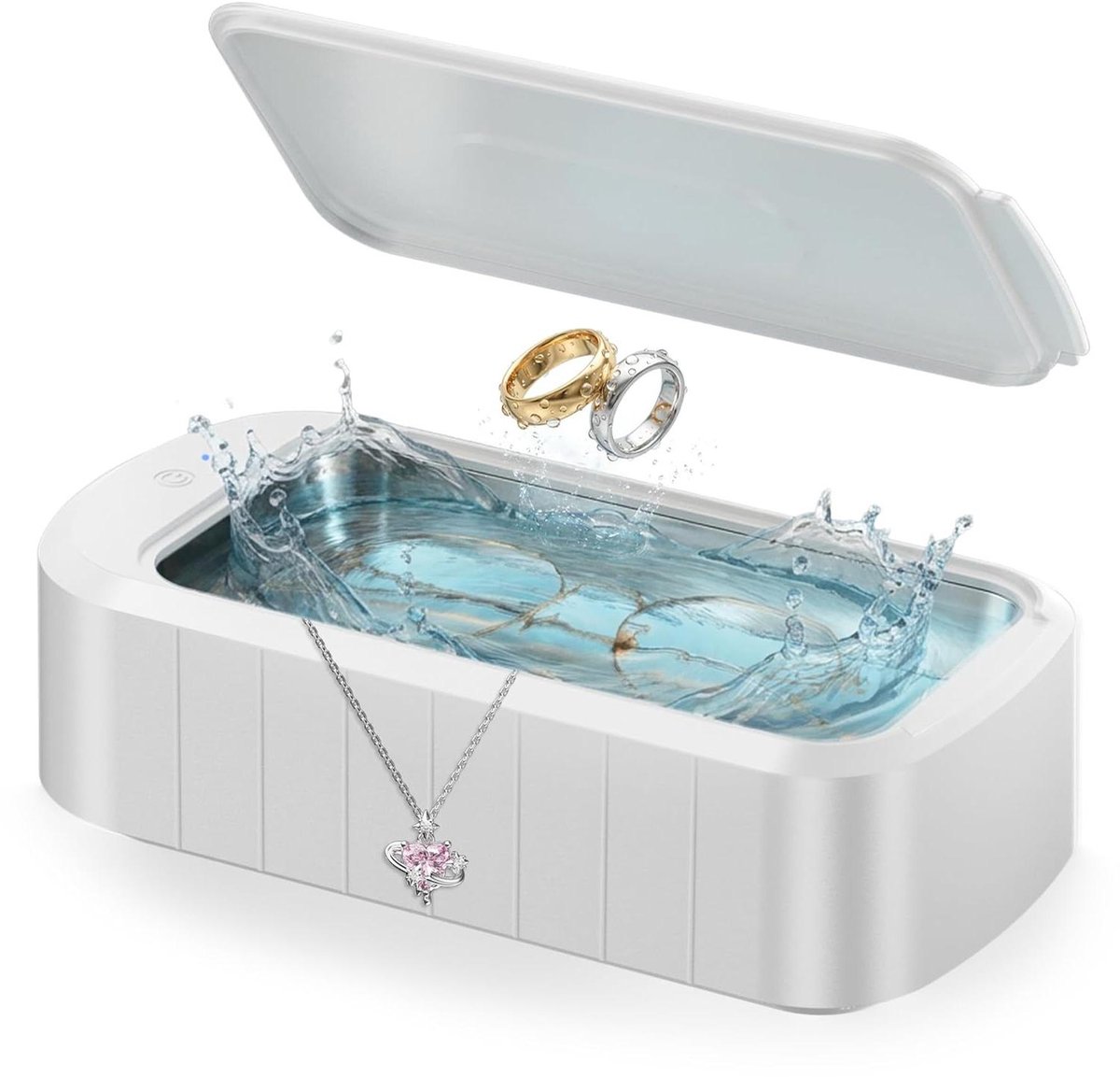 Ultrasoon reinigingsapparaat - Sieraden reiniger - Voorwerpen reinigen - Hoge frequentie 48 kHz - 600 ml tank - Zilver