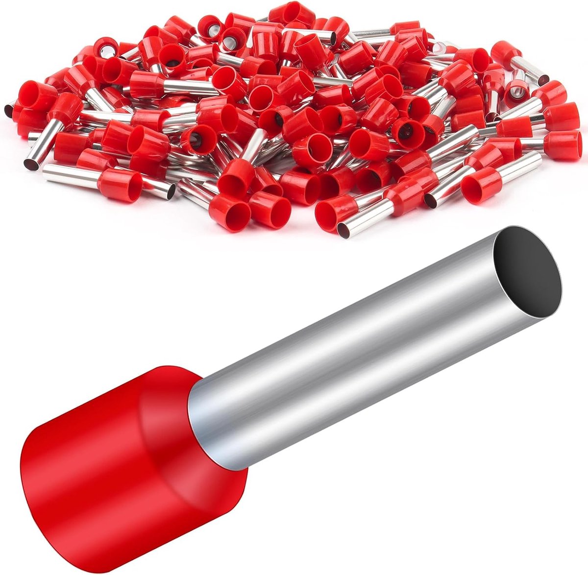 Pack of 150 Cord-End Ferrules, 10 mm², 18 mm Long, Bolatus Cable Sleeves, Part-Insulated PP Cord-End Ferrules - ShopVlot