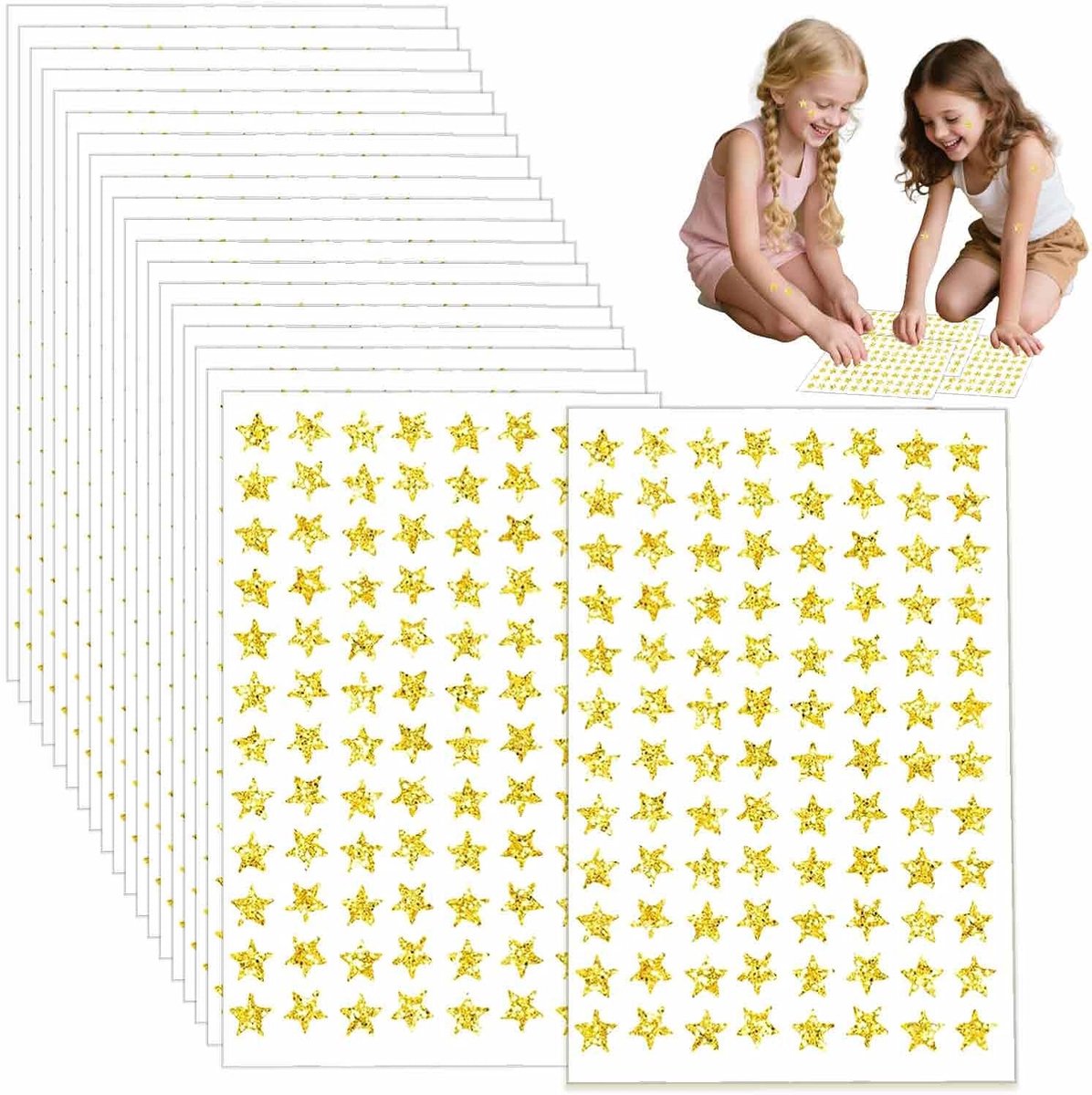 1920 stuks zelfklevende gouden sterstickers, mini folie sterren (1 cm) op 20 vellen, perfect voor beloningen, knutselen en planners, duurzaam en waterdicht