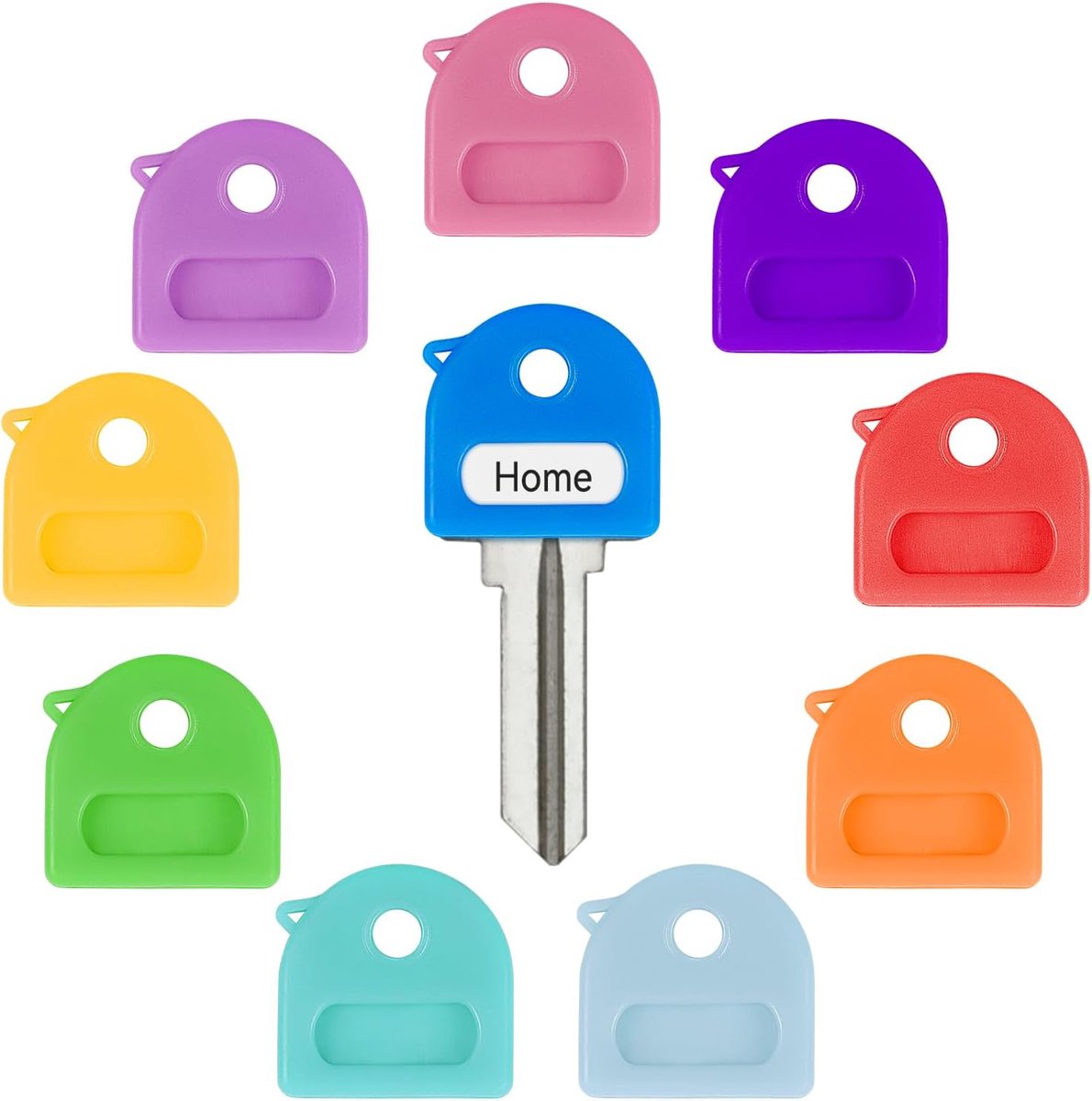 SnelShoppen - Set van 10 Sleutelcovers 2.5 cm Sleutelidentifiers Stretch Sleutelbeschermers voor Standaard Sleutels in 10 Kleuren