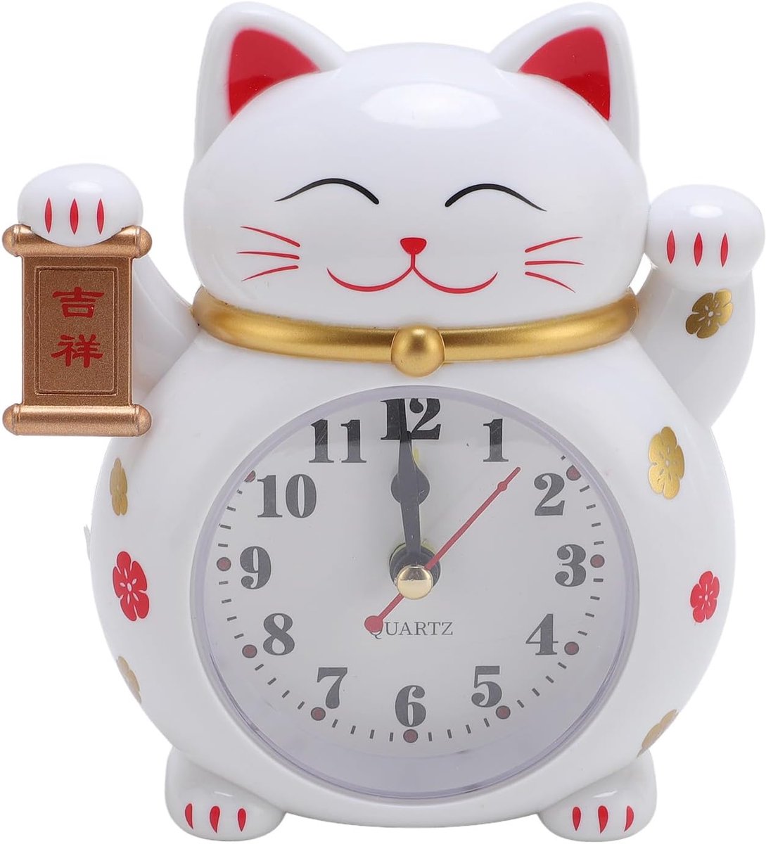 SnelShoppen - Lucky Cat Alarmklok voor Kinderen, Nauwkeurige Quartz Kat Klok met Alarmfunctie, Cartoon Wijzerplaat, Duidelijke Afleesbaarheid en Speel