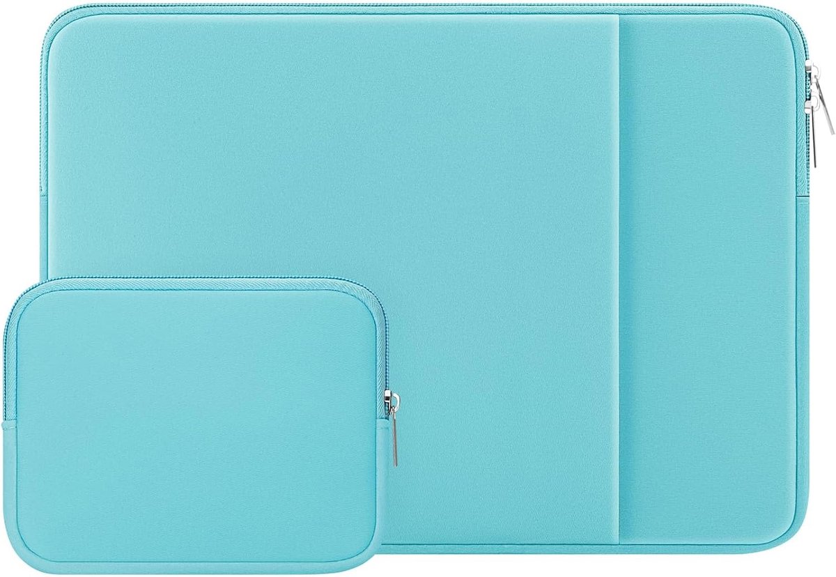 SnelShoppen - 14 Inch Laptop Sleeve - Beschermhoes voor Laptop, Tablet en Notebook - Inclusief Voorvak en Accessoire Tas - Blauw - Perfect voor Ultrab