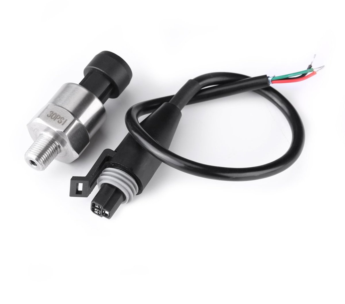 SnelShoppen - 30-500 PSI Auto Druksensor RVS voor Lucht, Olie, Water, Brandstof - Met Kabel DC 5V 1/8 Inch NPT Draad (30PSI)