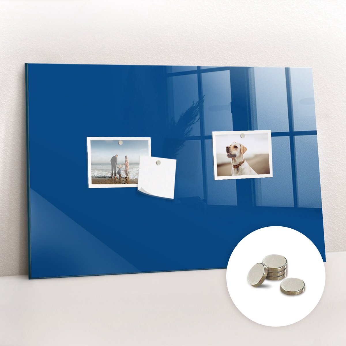 Tulup Glassboard - Blauwe kleur Magneetbord - 60 cm x 40 cm - Magnetisch Memobord - Industrieel Wandbord - Magneetbord Keuken Blauw - Inclusief Gratis Magneten - Magneetbord Rechthoekig - Magneetbord Muur
