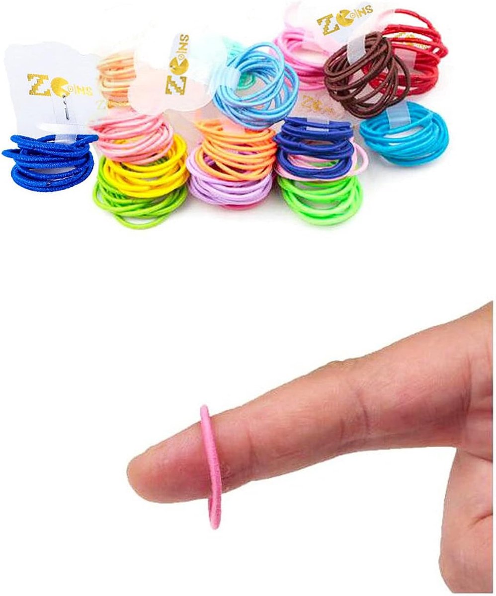 100pcs Mini Elastic Hair Bands for Babies and Toddlers, 2mm Winkproof Hair Bobbles, 10 Mixed Colors Hair Accessories - ShopVlot