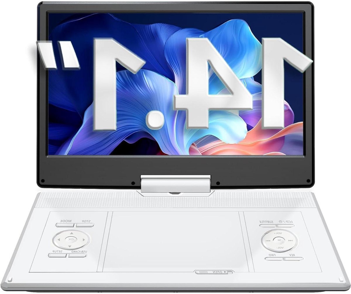 Draagbare dvd-speler - Auto entertainment - Films kijken - Zwenkbaar HD scherm - 141 inch - Wit