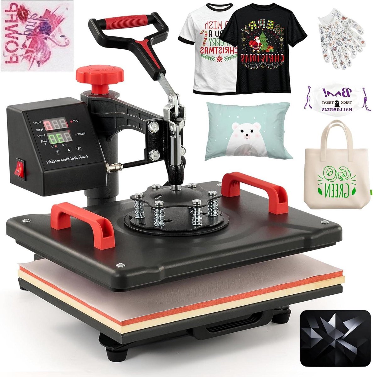 Textiel Pers - Transfer Machine - Ontwerpen Printen - 360 Graden Draaibaar - 38 x 30 cm - Zwart