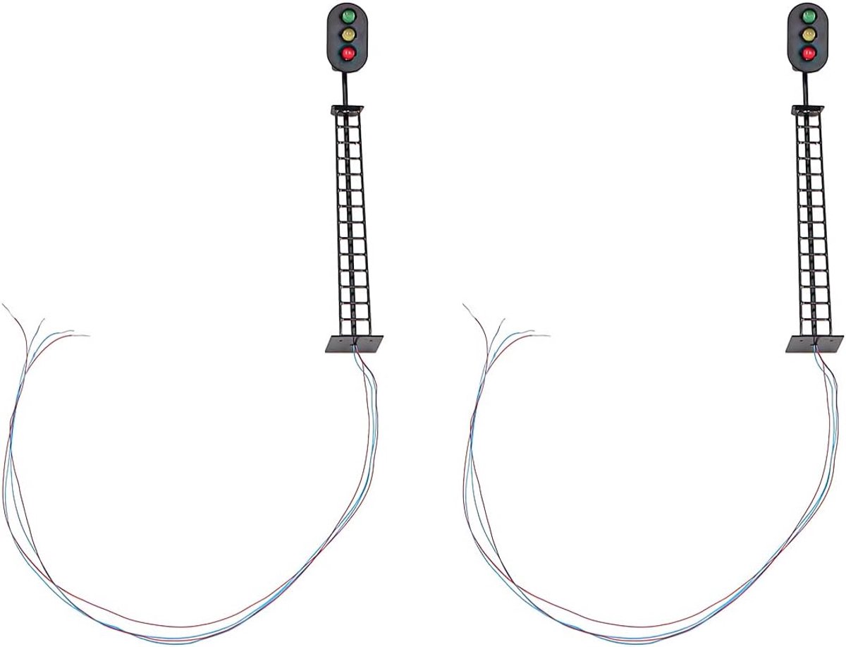 SnelShoppen - 2PCS Model Spoorweg 3-Lichts Blok Signalering G/Y/R HO of OO Schaal 8.5cm 3V LED - Hoogwaardige Verlichting voor Modelbouw, Tuin, Decora