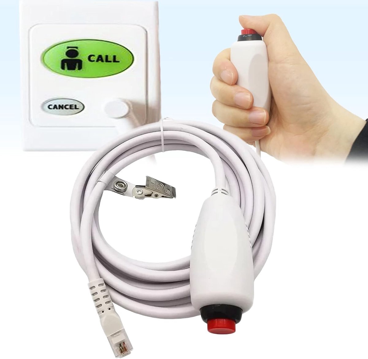 Vervangende verpleegkundige kabel - Rode drukknop - Momentaire belschakelaar - Eenvoudige communicatie met patiënten - ShopVlot