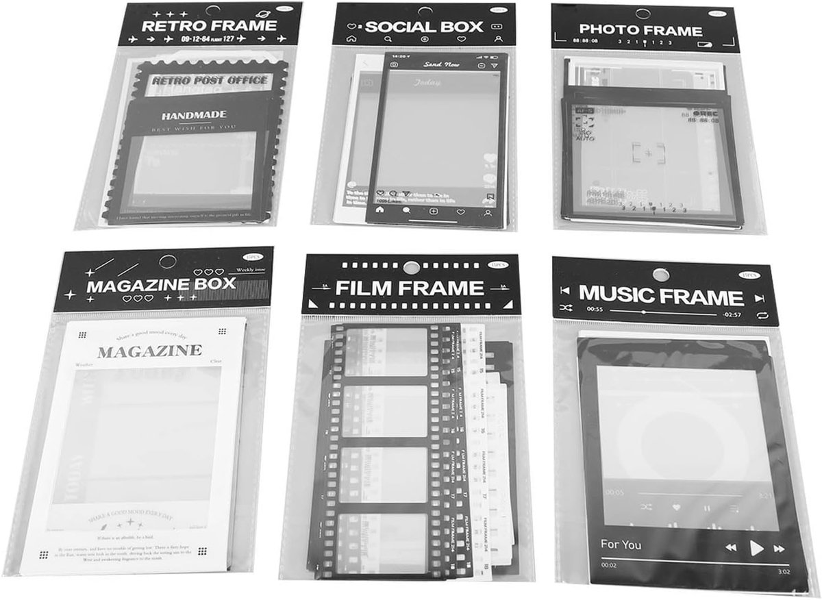 SnelShoppen - 6 Stuks Scrapbook Frames - Duurzame PET Filmstrip Stickers voor Journals, Albums, Telefoonhoesjes en Creatieve Projecten