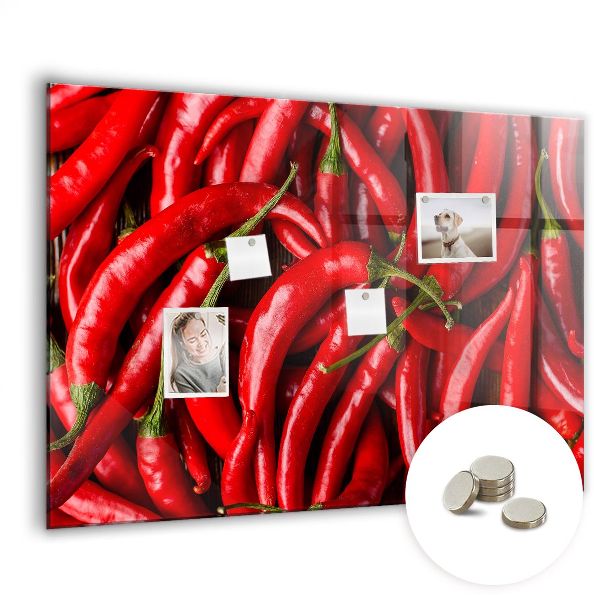 Coloray Glazen Magneetbord - Magnetisch Bord Groenten - 100x70 cm - Rood Magneetbord - Magnetic Board - Keuken Decoratie