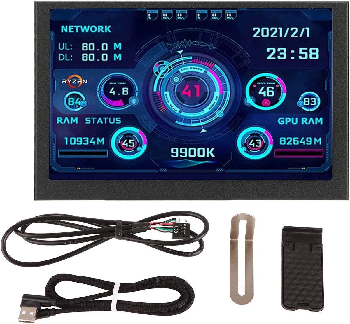 SnelShoppen - AIDA64 Mini Display USB IPS 5 Inch PC Monitor Temperatuurweergave CPU RAM HDD Type C - Secundaire Scherm