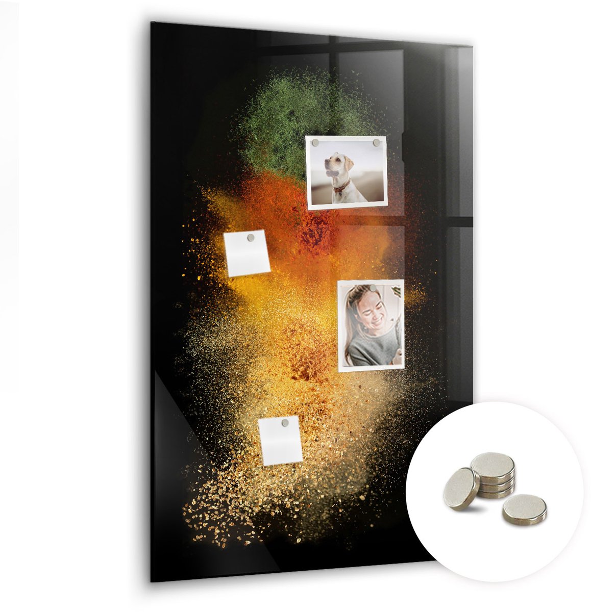 Coloray Glazen Magneetbord - Magnetisch Bord Grijze kleur - 60x90 cm - Veelkleurig Magneetbord - Magnetic Board - Magnetisch Wandbord
