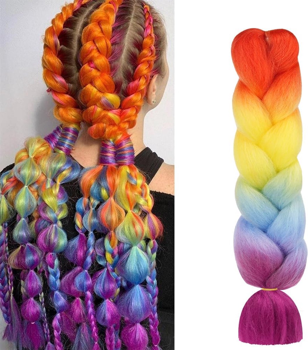SnelShoppen - Aomig Vlecht Haar Extensions, 3-delige Ombre Vlecht Haar, Jumbo Vlecht Haar Extensions Synthetische Pruik, Mode Synthetische Vlecht Haar