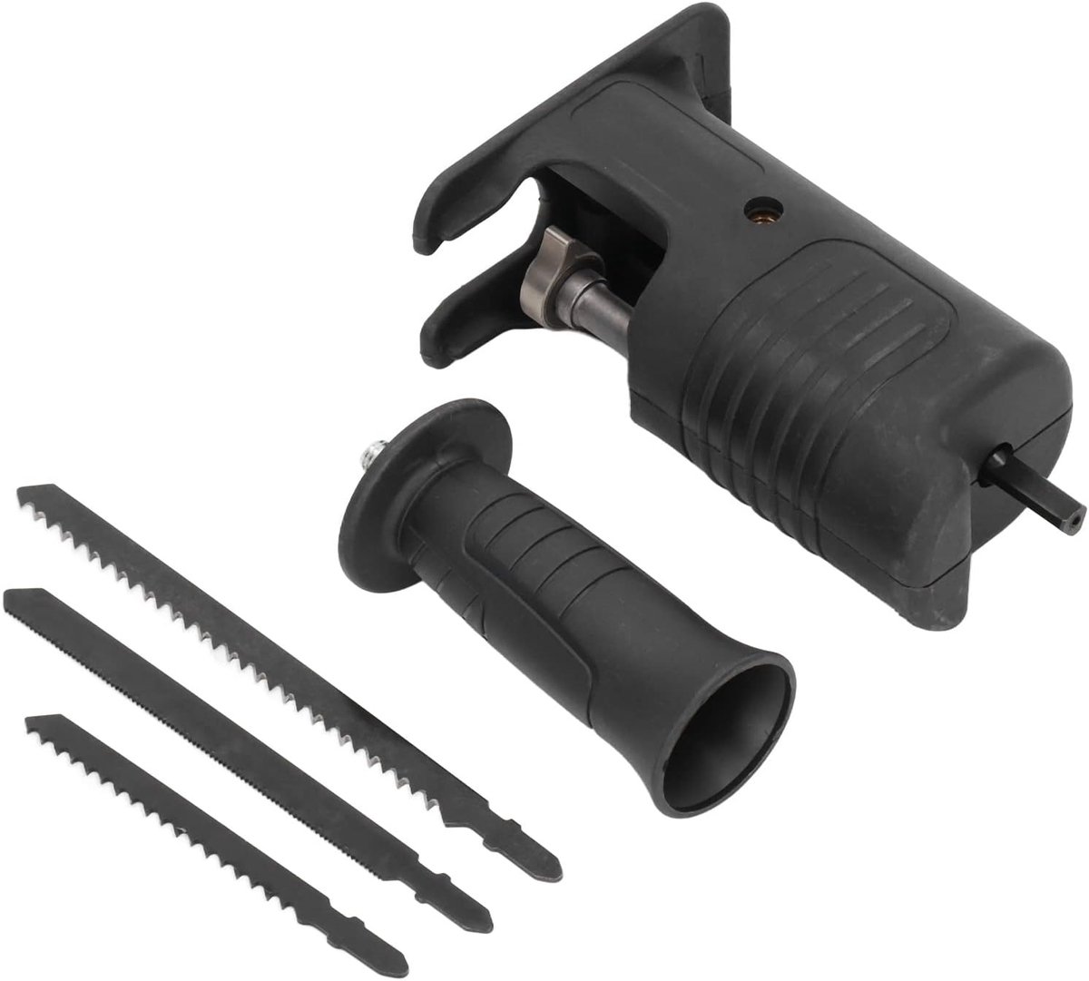SnelShoppen - Draagbare Elektrische Sabre Zaag Adapter met 3 Zaagbladen, Zwart, Voor Boormachines met Handvat, Geschikt voor Hout, Metaal en Vlees