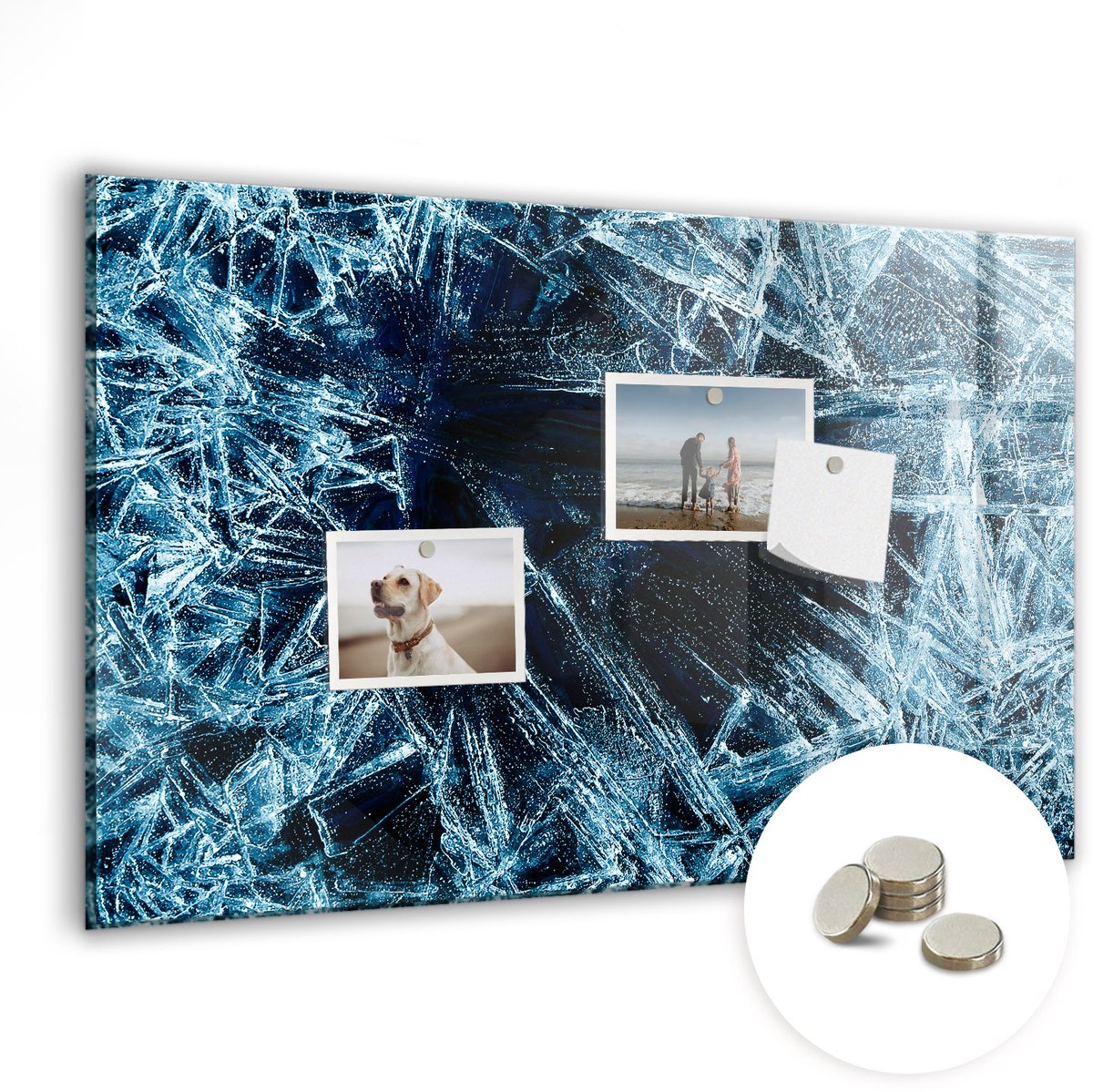 Coloray Glazen Magneetbord - Magnetisch Bord Bevroren muur - 60x40 cm - Blauw Magneetbord - Magnetic Board - Magnetisch Wandbord