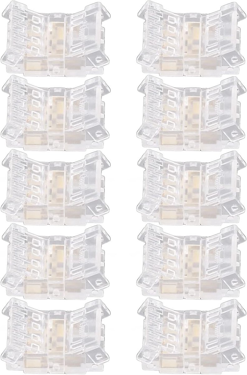 SnelShoppen - Strip tot Draad Snelle Verbinder 10Stuks 4 Pin 10Mm COB LED Strip Connectors Transparant Solderloos LED Adapter voor Thuis, Verlichting