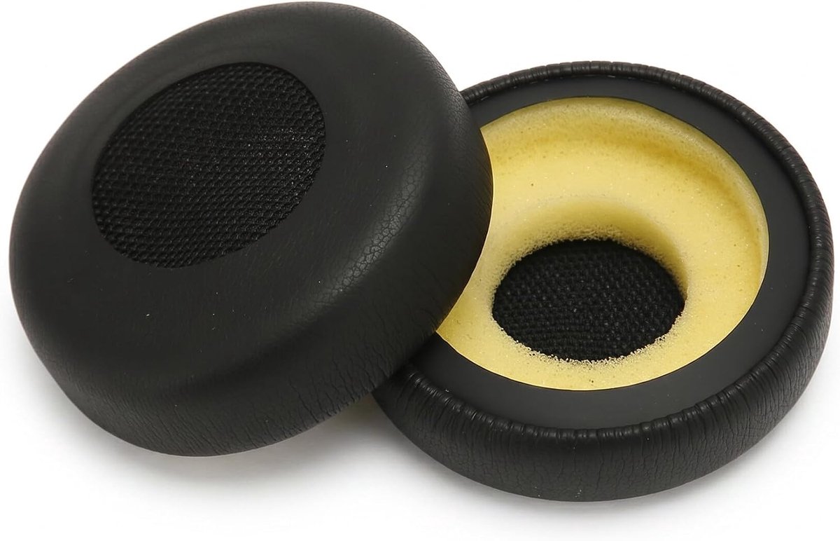 SnelShoppen - 2 Stuks Vervangende Oorkussens voor Hoofdtelefoon, Professionele Earpads van Eenvoudig Leer voor Jabra Evolve 20, 30, 40, 65, Comfortabe