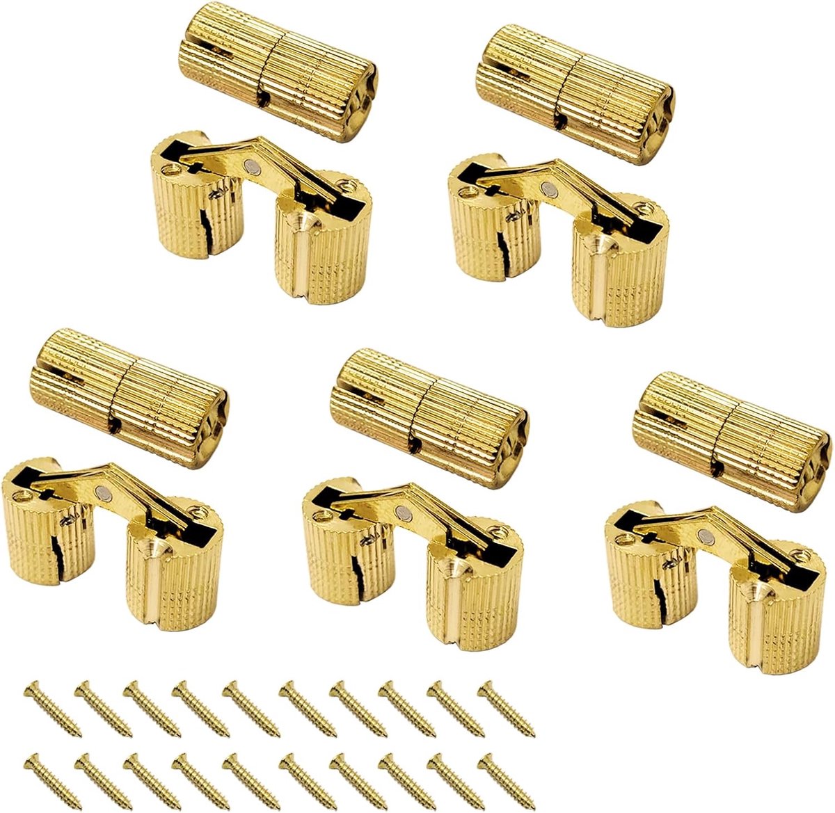 SnelShoppen - 10x Messing Draaiklink Scharnieren Verborgen Onzichtbare Kast Scharnieren 180 Graden Opening met 20x Schroeven (8mm)