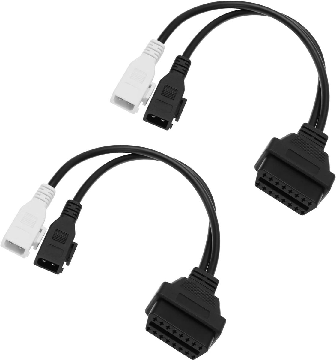 SnelShoppen - 2PCS 2x2 Pin naar 16 Pin OBDII OBD2 Diagnosetool Adapterkabel voor Audi, Volkswagen, Seat, Skoda - Duurzaam en Flexibel ABS - Auto Diagn