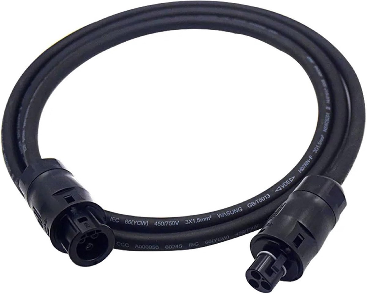 SnelShoppen - Verlengkabel met BC01 Female naar Stekker Adapter voor Micro Omvormers - 10m - Rubber Kabel - 3x1.5mm² - TUV Gecertificeerd - Voor Balko