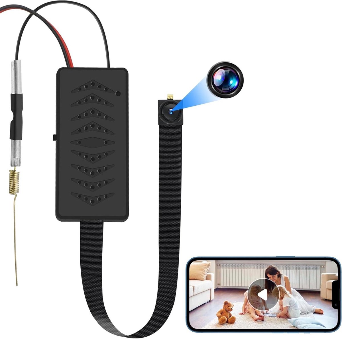 Mini Bodycam - Draagbare Camera - Beveiliging Thuis - Bewegingsdetectie - 13.4 cm - Zwart
