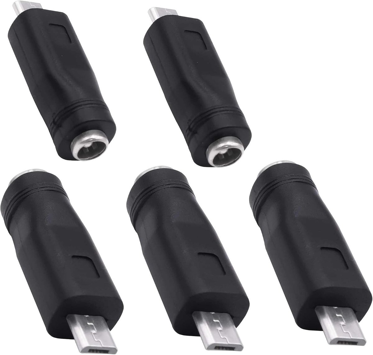 SnelShoppen - DC 5.5mm x 2.1mm naar Micro USB Adapter - 5 Stuks Converter voor Laptop, Tablet en Smartphone - Voedingsadapter, Stroomkabel, Veilig en