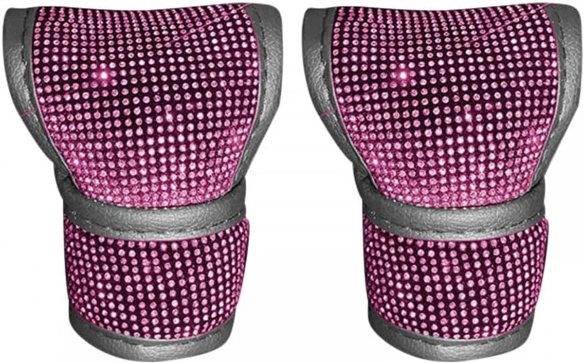 SnelShoppen - 2 Stuks Lederen Versnellingspookknop Bescherming met Strass voor Auto's, Voertuigen en SUV's, Waterdicht en Charmant, Eenvoudig te Insta