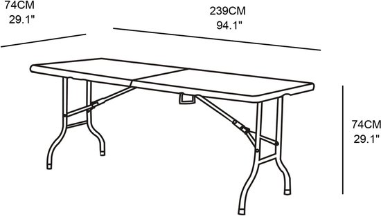 Klaptafel Rechthoekig - Feesttafel Buiten - Grote Bijeenkomsten - Stevig Stalen Frame - 239 cm Lang - Lichtgrijs — afbeelding 5