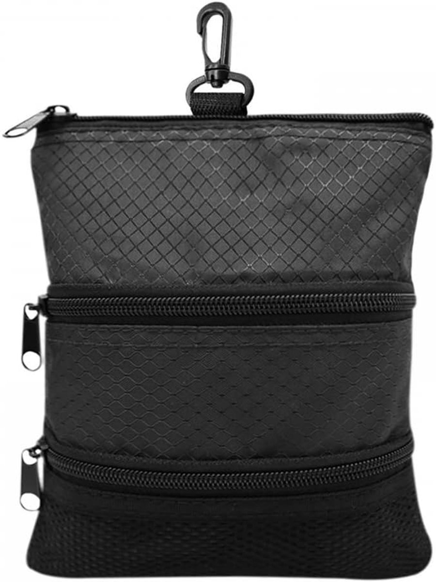 SnelShoppen - Golf Pouch Bag, Golf Opbergtas met Rits en Haak voor Buiten, Hoogwaardige Oxford Stof, Multi-pocket Ontwerp, Ideaal voor Golfballen en K