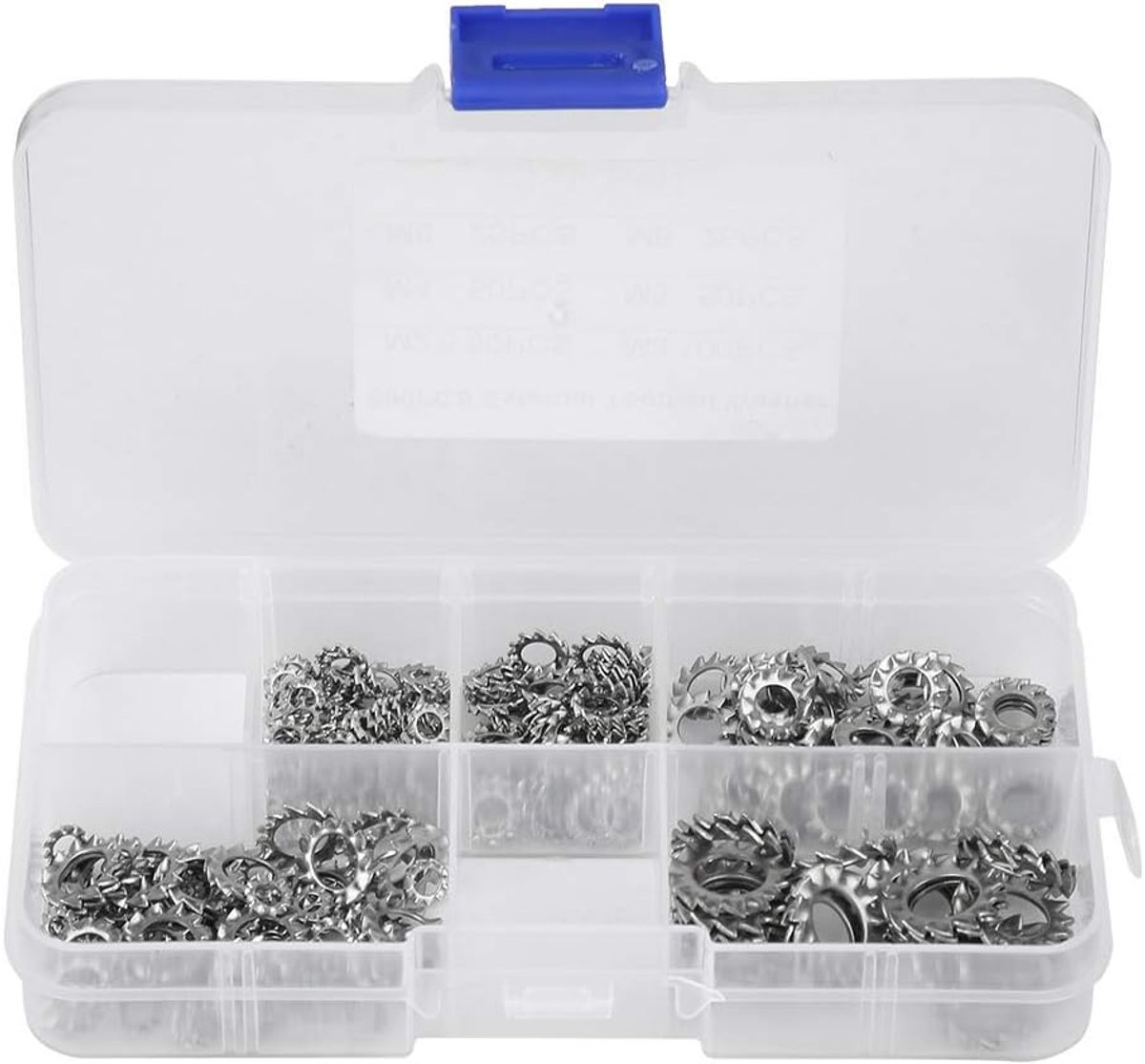 SnelShoppen - 300 Stuks Externe Getande Ringen - 304 RVS Bevestigingsringen Assortiment - Veer Bevestigers voor Klussen, Hobby en Onderhoud