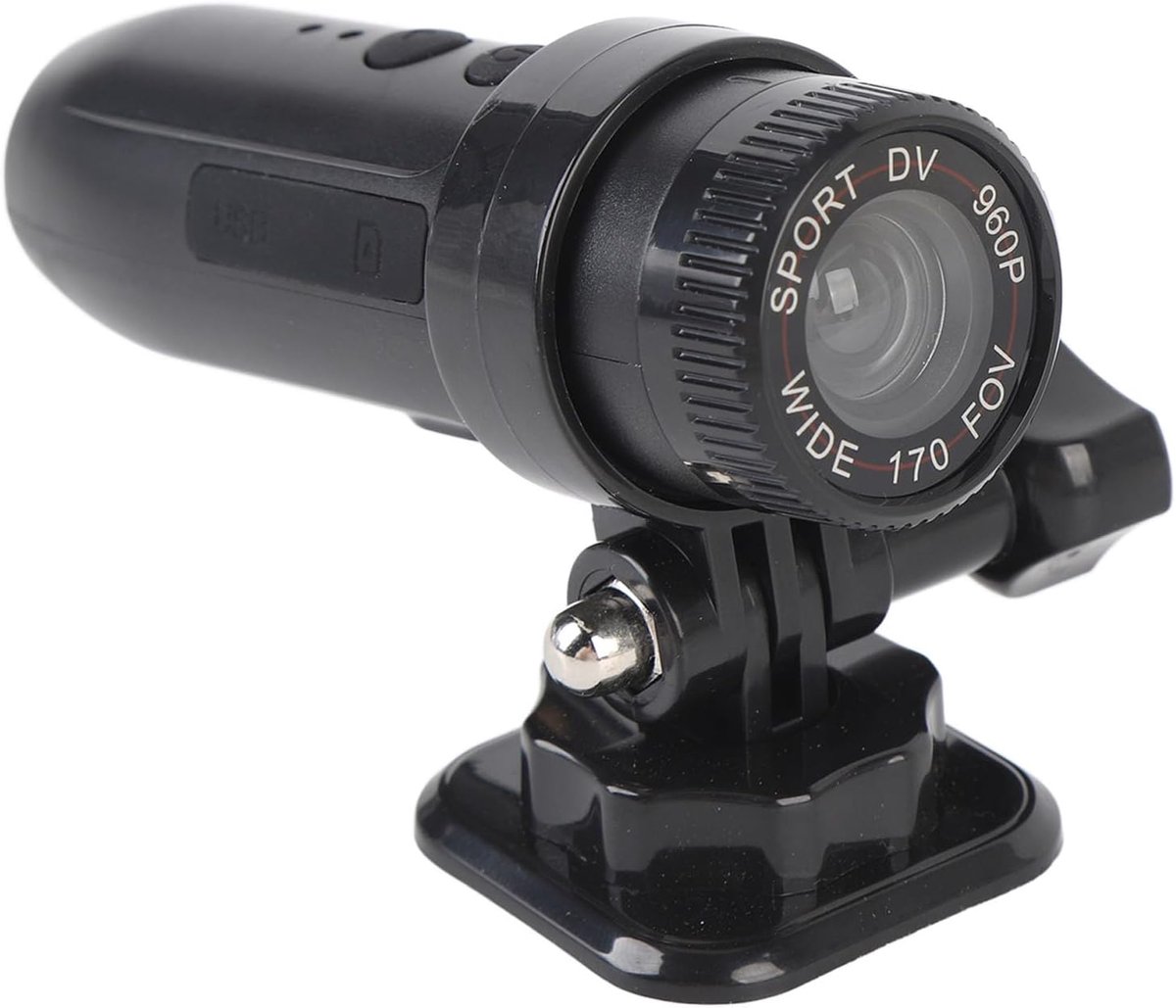 SnelShoppen - Sportcamera 170° Wide Angle, 1280x960 HD Videocamera voor Fiets, Motor, Hiken, Compact en Lichtgewicht, Ideaal voor Avonturen en Vlogs